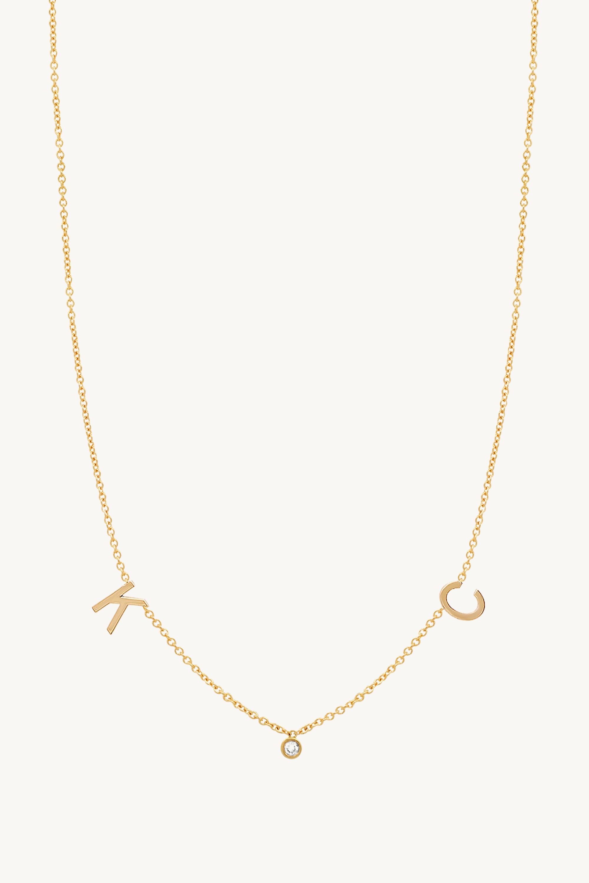 Large Initials and Diamond Necklace