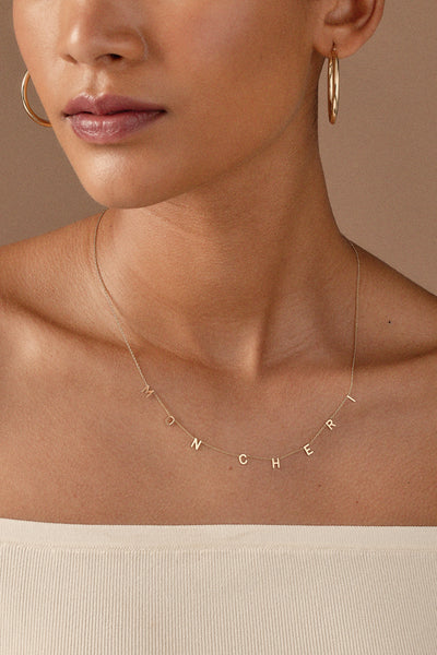 14K Gold Spaced Initial Necklace