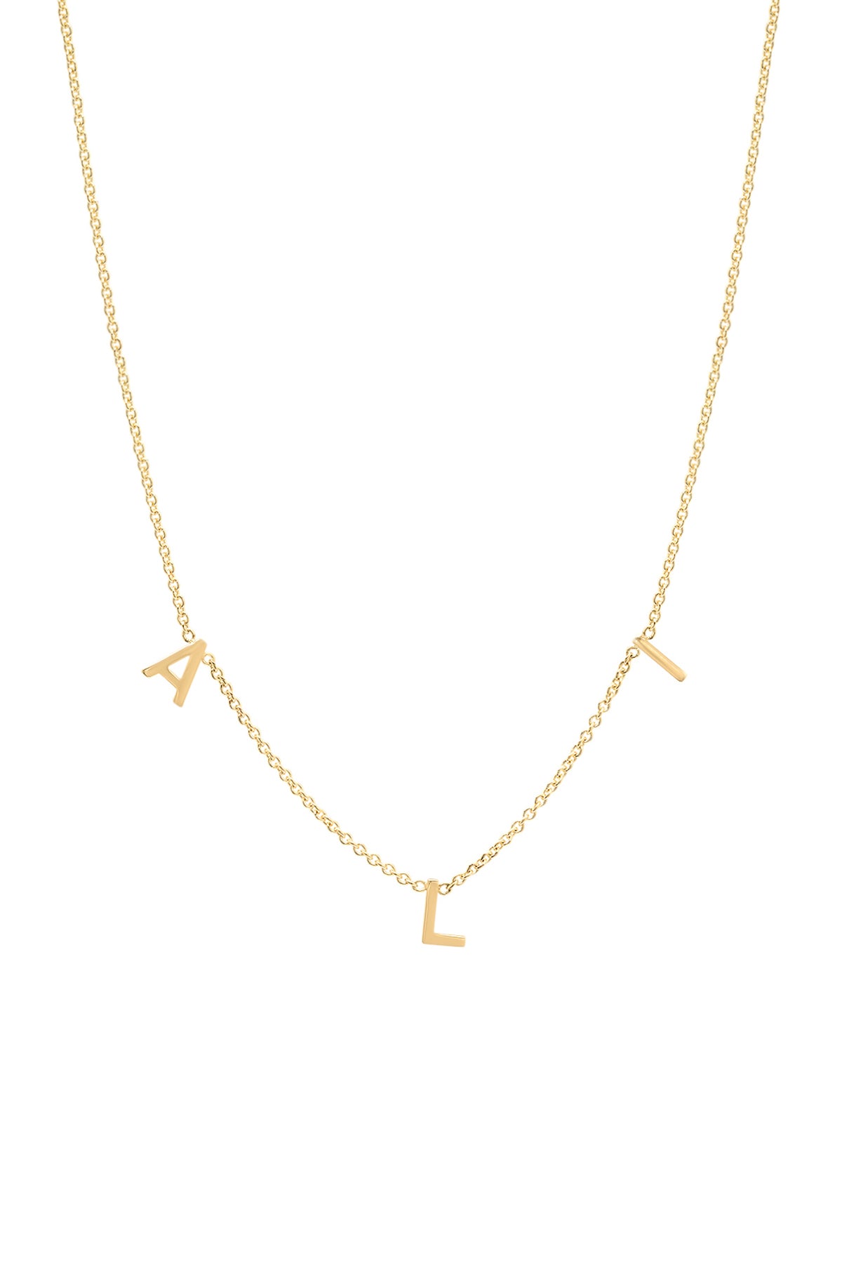 KIDS Spaced Letter Necklace - 14k Yellow Gold
