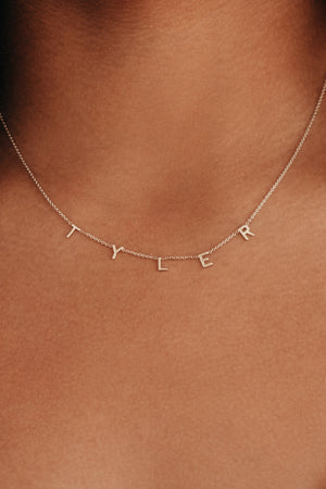 KIDS Spaced Letter Necklace - 14k White Gold