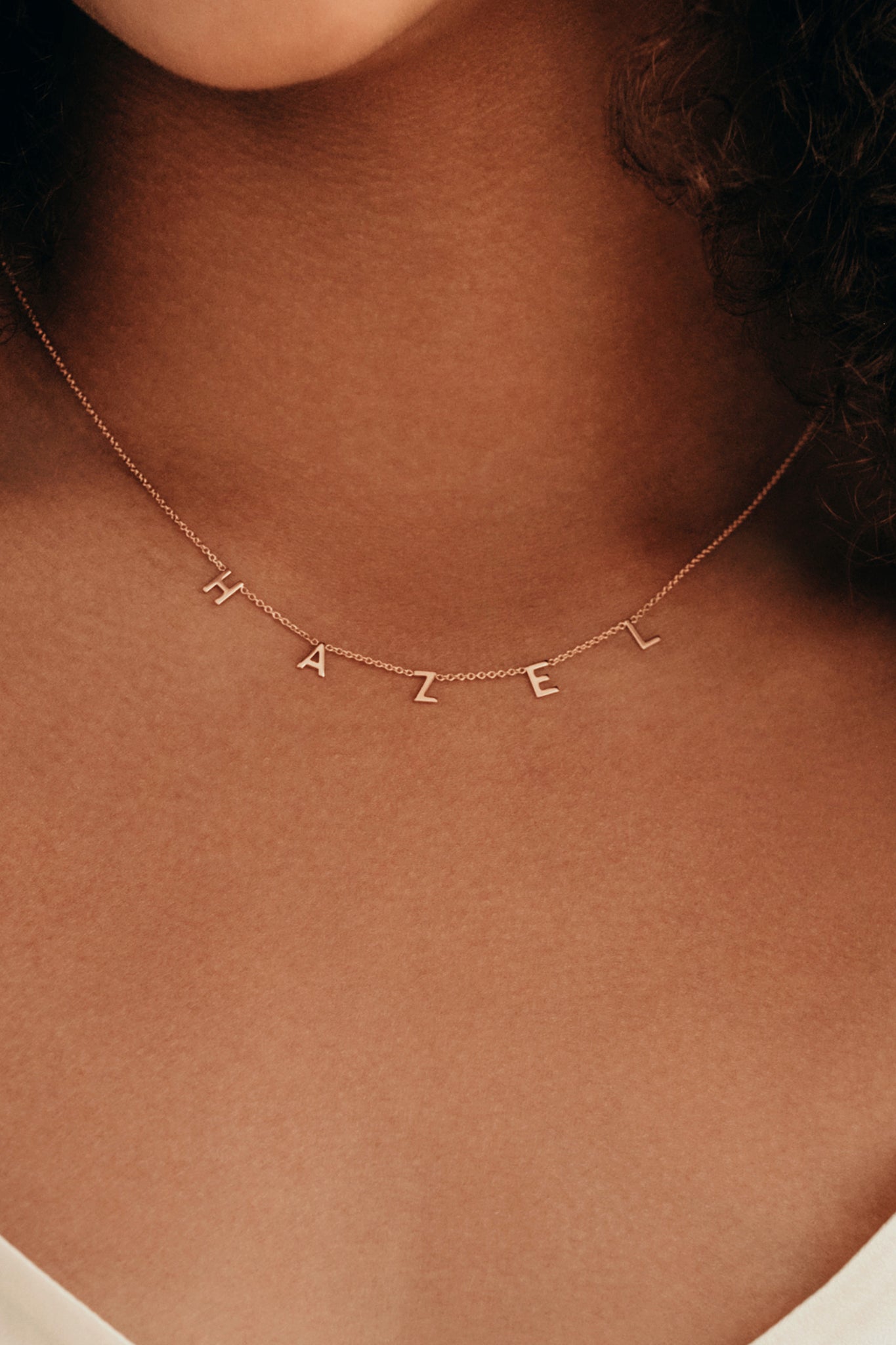 KIDS Spaced Letter Necklace - 14k Rose Gold