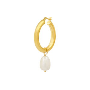 Pearl Huggie Charm - Oval